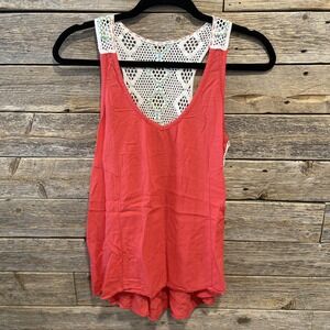 Eyeshadow Women's Crochet Back And Straps Red Tank Top Size S‎
